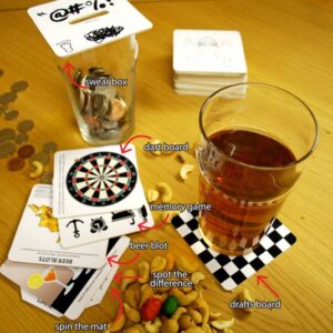 Suporturi pentru pahar cu jocuri de baut - Bar Games Beer Mats (set 30) | Suck Uk