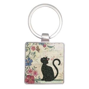 Breloc - Cat and Flowers | Kiub