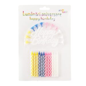 Lumanari aniversare Happy Birthday - mai multe culori | Sav Com
