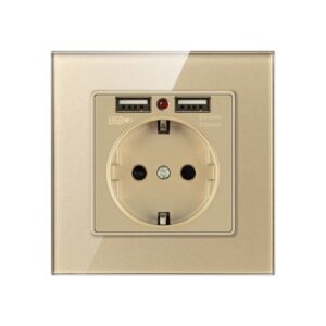 Priza de Perete cu 2 Porturi USB si Rama din Sticla Techstar® TS-GL