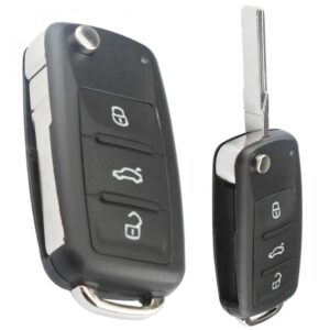 Carcasa cheie auto Techstar tip briceag cu 3 butoane pentru Volkswagen – model pliabil