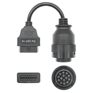 Cablu adaptor Catterpillar CAT-14 pin Deutsch femela → OBD-II 16 pin femela pentru utilaje grele